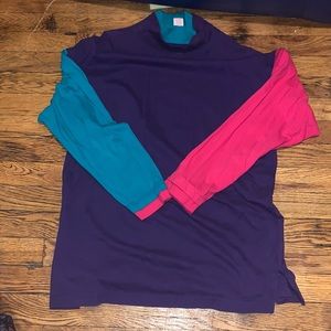 color block double layered turtle neck long sleeve